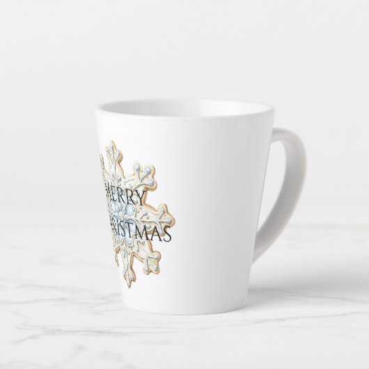 Blue Cream Christmas Snowflake Latte Mok (Rechterhoek)