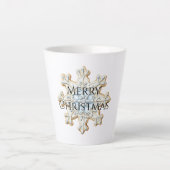 Blue Cream Christmas Snowflake Latte Mok (Voorkant)