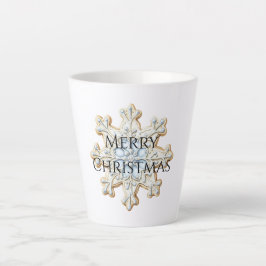 Blue Cream Christmas Snowflake Latte Mok