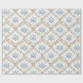 Blue Cream Christmas Snowflakes Cadeaupapier (Vlak)