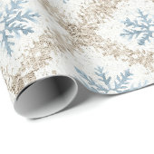 Blue Cream Christmas Snowflakes Cadeaupapier (Rol Hoek)