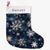 Blue Cream Christmas Snowflakes Grote Kerstsok (Voorkant)