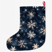 Blue Cream Christmas Snowflakes Grote Kerstsok (Achterkant)