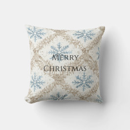 Blue Cream Christmas Snowflakes Kussen