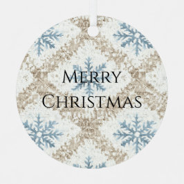 Blue Cream Christmas Snowflakes Metalen Ornament