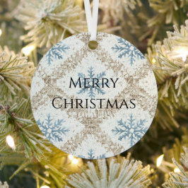 Blue Cream Christmas Snowflakes Metalen Ornament