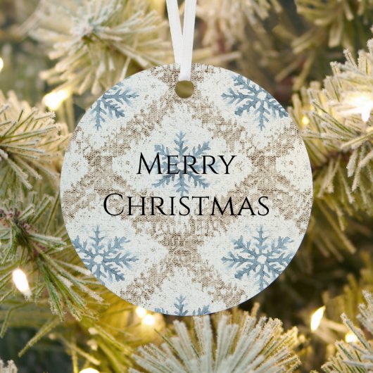 Blue Cream Christmas Snowflakes Metalen Ornament (Insitu)