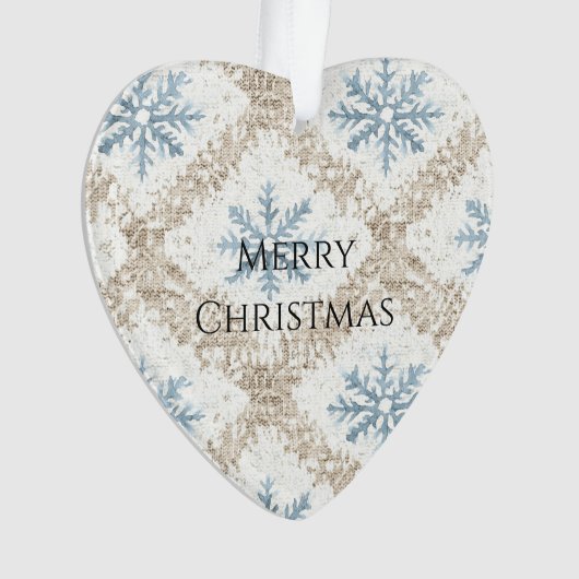 Blue Cream Christmas Snowflakes Ornament (voorkant)