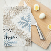 Blue Cream Christmas Snowflakes Theedoek (Quarter Fold)