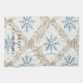 Blue Cream Christmas Snowflakes Theedoek (Horizontaal)