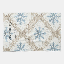Blue Cream Christmas Snowflakes Theedoek