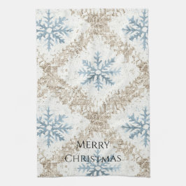 Blue Cream Christmas Snowflakes Theedoek