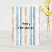 Blue Cream Christmas Stripes Sneeuwvlokken Kaart (Gele Bloem)