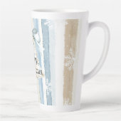 Blue Cream Christmas Stripes Snowflakes Ornament Latte Mok (Rechts)