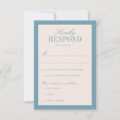 Blue Cream Classic Elegant Wedding RSVP Kaartje (Voorkant)