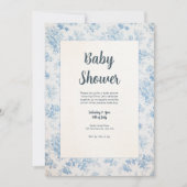 Blue & Cream Classic Toile Baby shower Kaart (Voorkant)