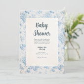 Blue & Cream Classic Toile Baby shower Kaart (Staand voorkant)