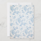 Blue & Cream Classic Toile Baby shower Kaart (Achterkant)