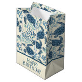 Blue & Cream Coastal Zee Turtles Medium Cadeauzakje (Voorkant Gekanteld)