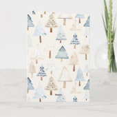Blue Cream Cozy Christmas Trees Kaart (Achterkant)