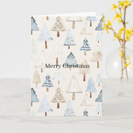 Blue Cream Cozy Christmas Trees Kaart (Gele Bloem)