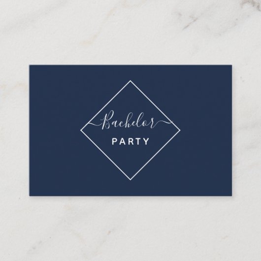 Blue & Cream Diamond Bachelor Party Ticket Invite (Voorkant)