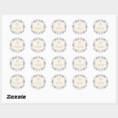 Blue Cream Diamond Gold Frame Monogram  Ronde Sticker (Vel)
