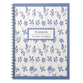 Blue Cream Elegante Bloemen Patroon Planner Organi Notitieboek