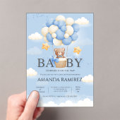 Blue & Cream Elephant Baby Boy Shower Acryl Uitnodigingen (Insitu (Draagbaar))