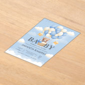 Blue & Cream Elephant Baby Boy Shower Acryl Uitnodigingen (Laagn)