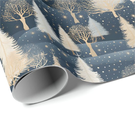 Blue Cream en Snowy Fields Cadeaupapier (Rol Hoek)