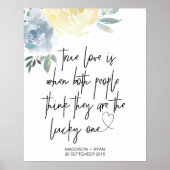 Blue Cream Floral Wedding True Love Welcome Poster (Voorkant)