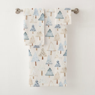 Blue Cream Gezellige kerstbomen Bad Handdoek