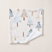 Blue Cream Gezellige kerstbomen Bad Handdoek (Wasdoekje)