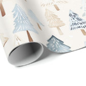 Blue Cream Gezellige kerstbomen Cadeaupapier (Rol Hoek)