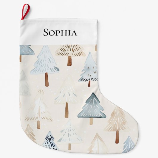 Blue Cream Gezellige kerstbomen Grote Kerstsok (Voorkant)