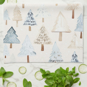 Blue Cream Gezellige kerstbomen Theedoek