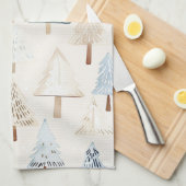 Blue Cream Gezellige kerstbomen Theedoek (Quarter Fold)
