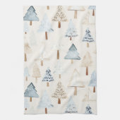 Blue Cream Gezellige kerstbomen Theedoek (Verticaal)