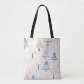 Blue Cream Gezellige kerstbomen Tote Bag (Voorkant)