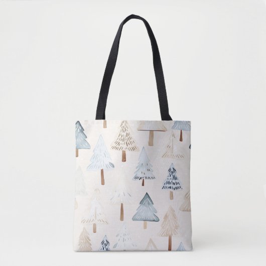 Blue Cream Gezellige kerstbomen Tote Bag (Voorkant)