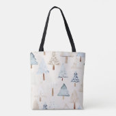 Blue Cream Gezellige kerstbomen Tote Bag (Achterkant)
