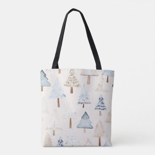 Blue Cream Gezellige kerstbomen Tote Bag (Achterkant)
