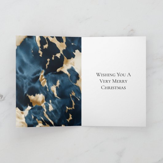 Blue Cream Gold Cowboy Cowgirl Koeienhuid Kerst Kaart (Binnen)