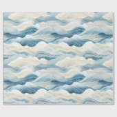 Blue Cream Ivory Abstract Ocean Beach Cadeaupapier (Vlak)