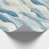 Blue Cream Ivory Abstract Ocean Beach Cadeaupapier (Hoek)