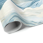 Blue Cream Ivory Abstract Ocean Beach Cadeaupapier (Rol Hoek)