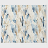 Blue Cream Ivory Abstract strand Cadeaupapier (Vlak)