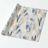 Blue Cream Ivory Abstract strand Cadeaupapier (Uitgerold)