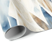 Blue Cream Ivory Abstract strand Cadeaupapier (Rol Hoek)